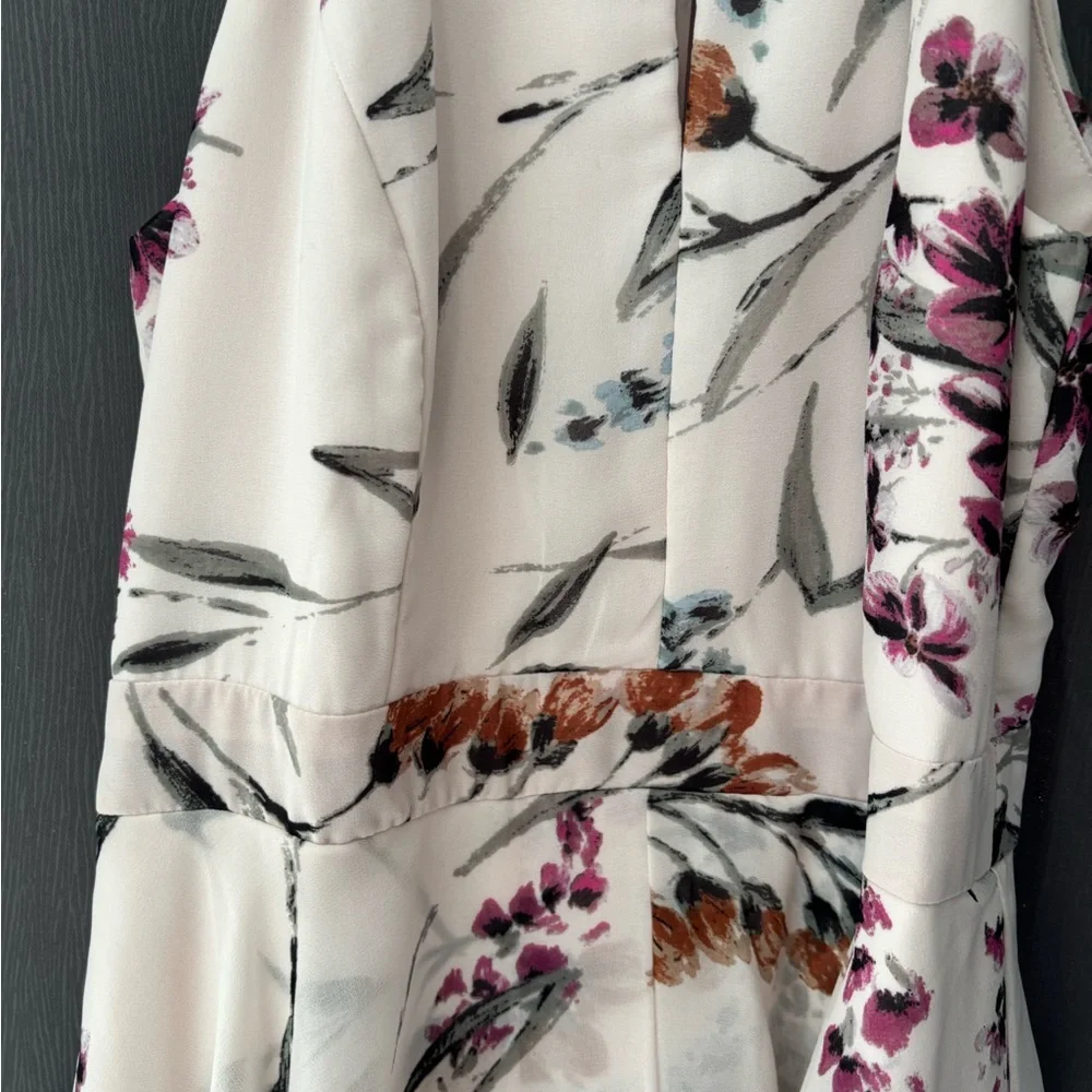 le chateau Cream Floral High-Low Skirt with Pink & Green Accents - Picture 4 of 5